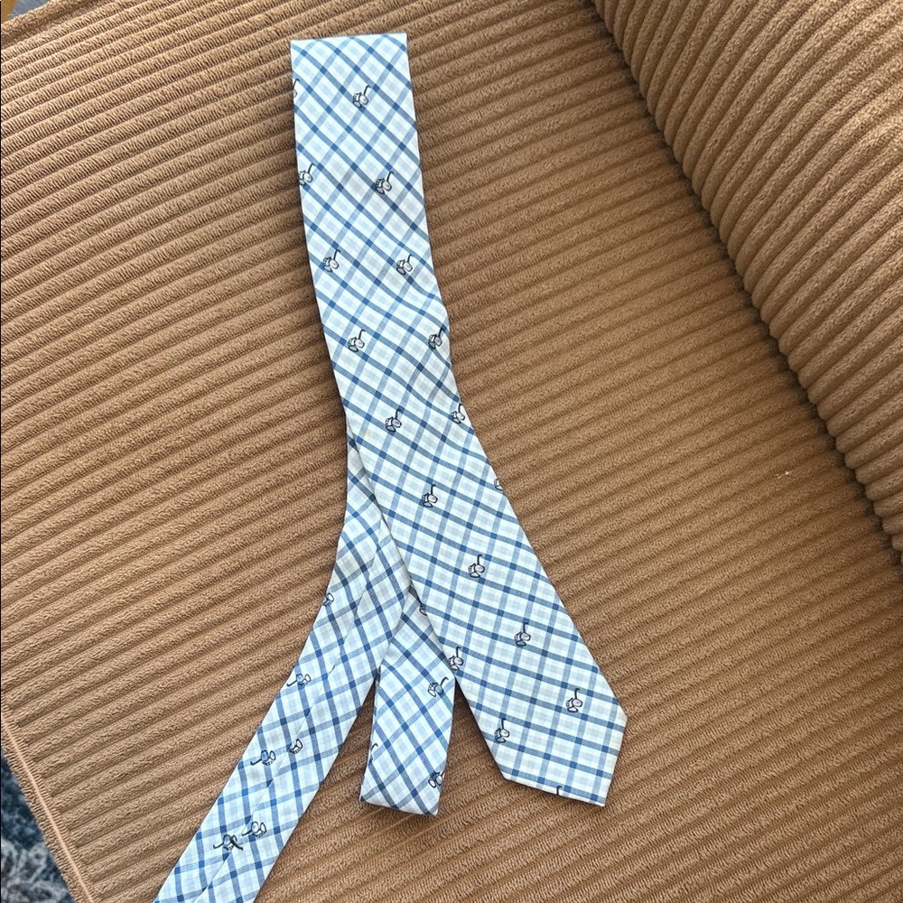 Bar III Light Blue and White Plaid Tie
